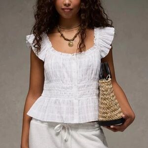 AE Ruched Flutter Sleeve Shirt